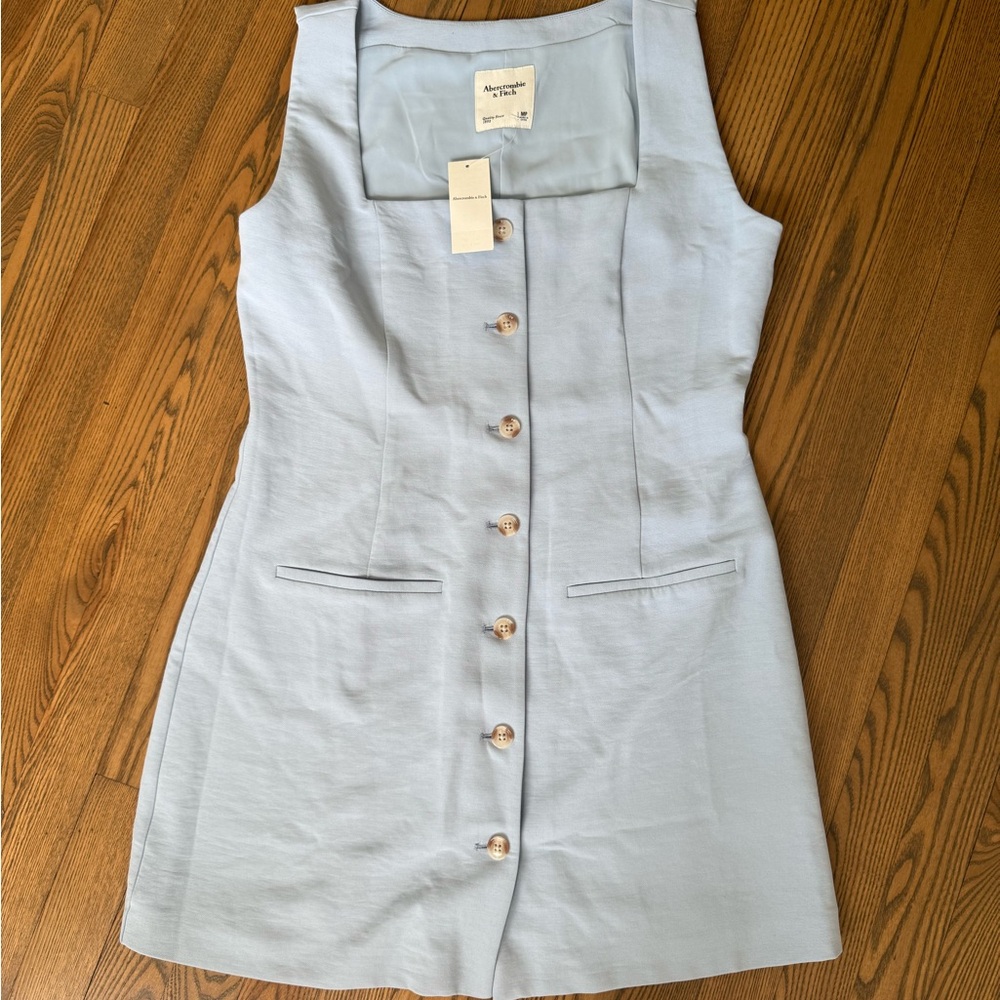 NWT Abercrombie Light Blue Button-Front Mini Dress